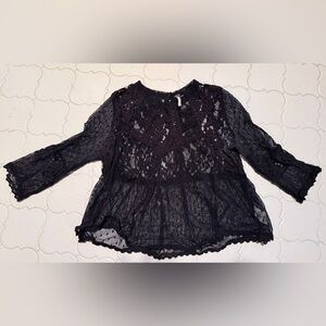 Free People Elegant Black Lace Blouse